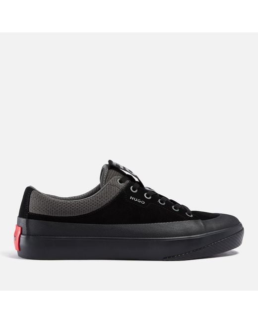 HUGO Black Dyer Suede And Mesh Tennis Trainers for men
