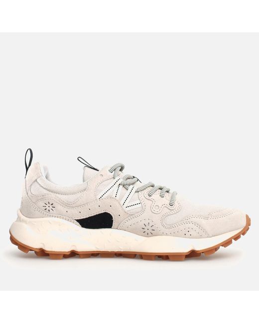 Flower Mountain White Unisex Yamano 3 Suede And Canvas Trainers