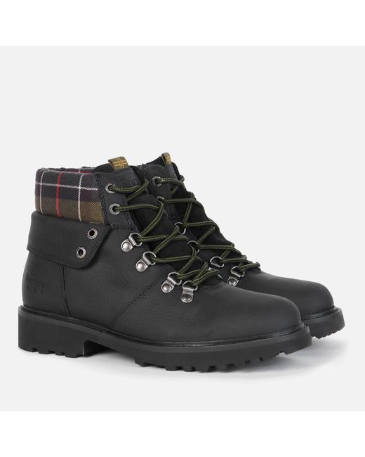 Barbour Black Burne Waterproof Leather Hiking Style Boots
