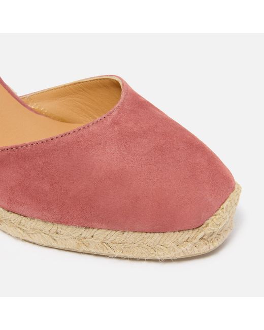 Castaner Pink Carina Suede Espadrille Wedge Sandals