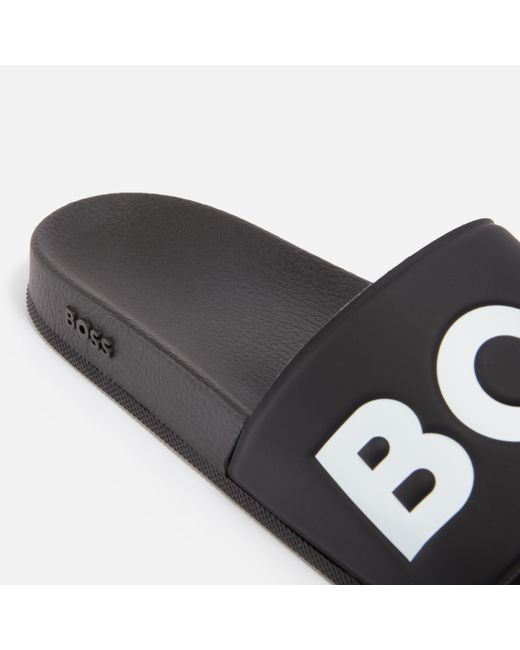 Boss Black Aryeh Faux Leather And Rubber Slides for men
