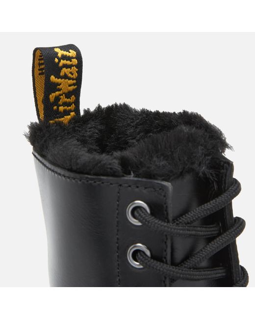 Dr. Martens 1460 Serena Fur Lined Leather 8-eye Boots in Black | Lyst UK