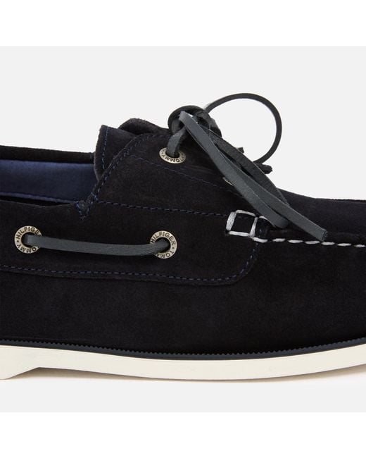 Tommy Hilfiger Black Suede Boat Shoes for men