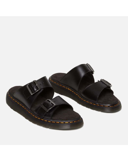 Dr. Martens Black Josef Double Strap Leather Sandals for men
