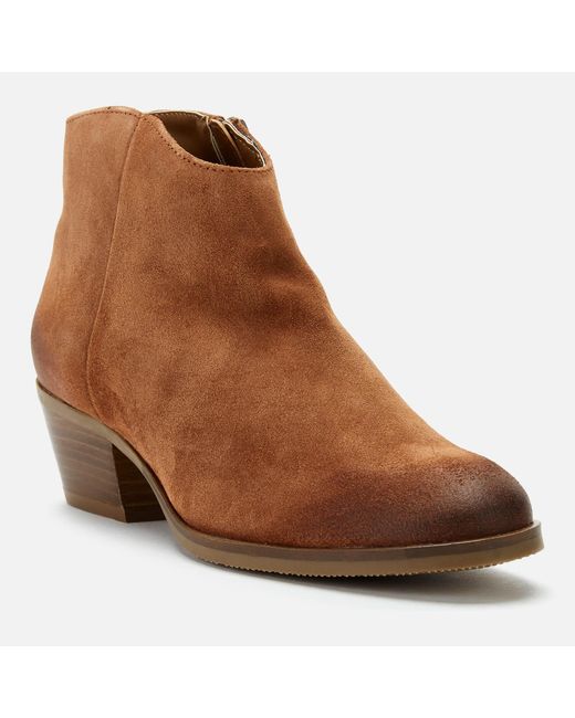 Clarks Mila Myth Suede Heeled Ankle Boots in Brown | Lyst