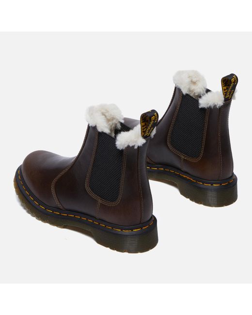 Dr. Martens Brown 2976 Leonore Faux Fur-Lined Leather Boots