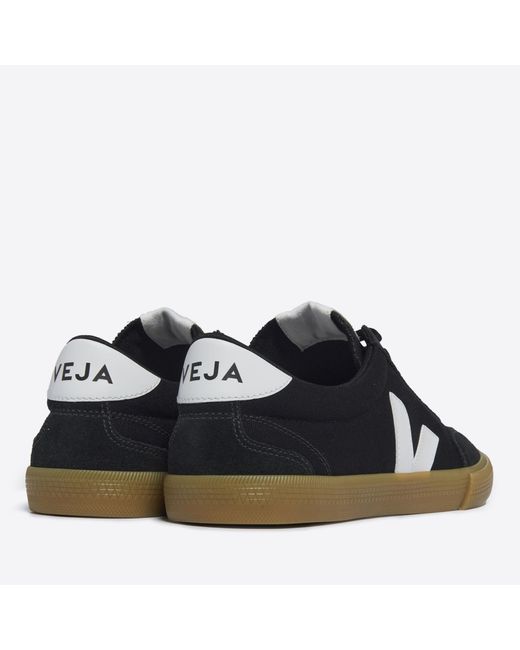 Veja Blue Volley Suede-Trimmed Cotton-Canvas Trainers for men
