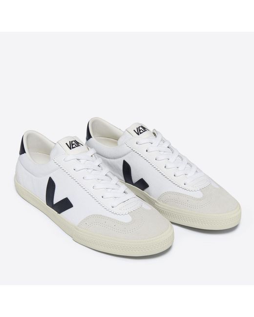 Veja White Volley Cotton-canvas And Suede Trainers