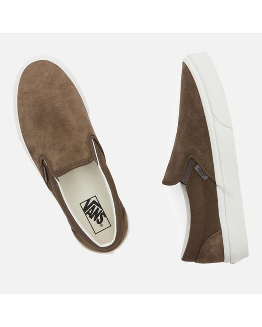 Vans Brown Classic Suede And Canvas Slip On Trainers for men