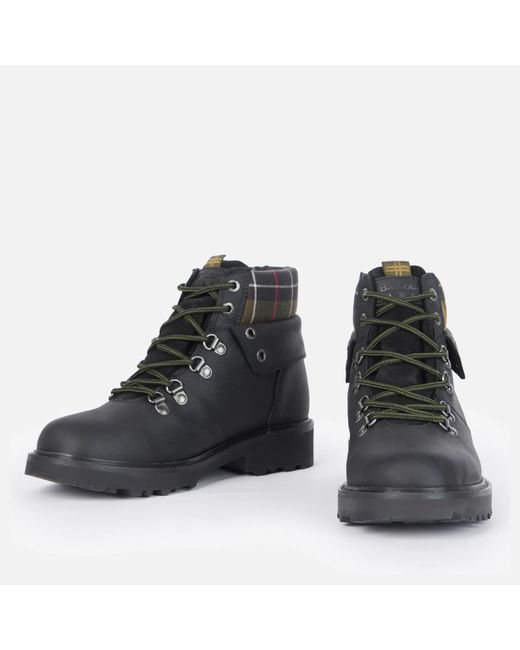 Barbour Black Burne Waterproof Leather Hiking Style Boots