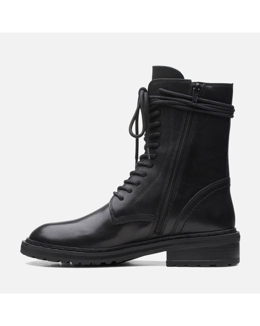 Clarks Black Tilham Lace Up Leather Boots