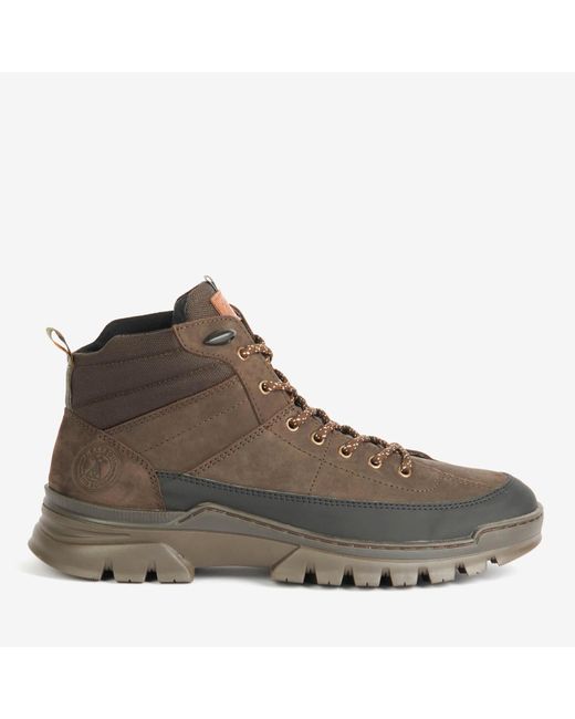 Barbour Brown Asher Nubuck And Canvas Hiking-style Boots for men