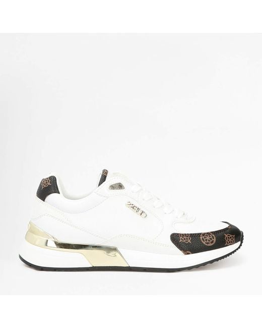 Guess Moxea Leather Running Style Trainers in White Lyst