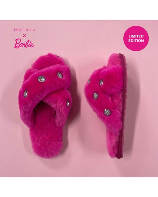 EMU Pink X Barbie Mayberry Gems Sheepskin Slippers