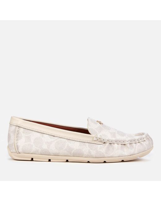 COACH Marley Coated Canvas Driving Shoes in White Lyst