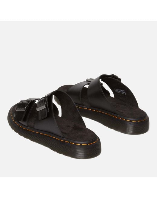 Dr. Martens Black Josef Double Strap Leather Sandals for men