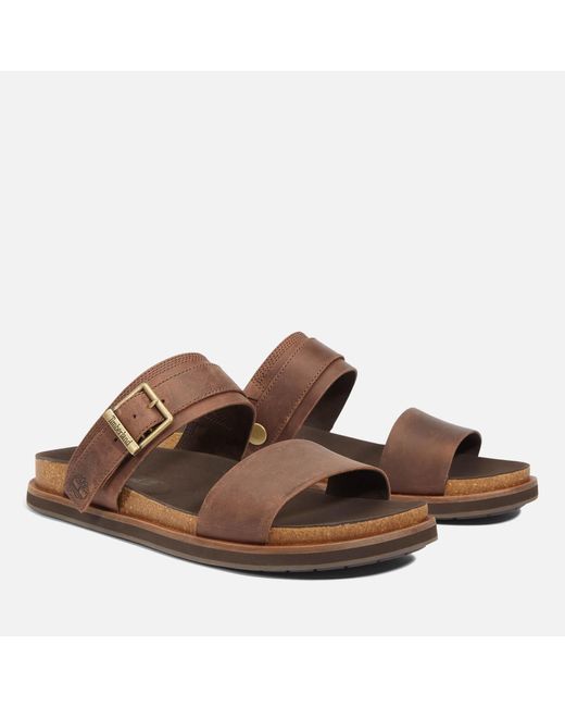 ASOS DESIGN two strap sandals in brown faux leather | ASOS