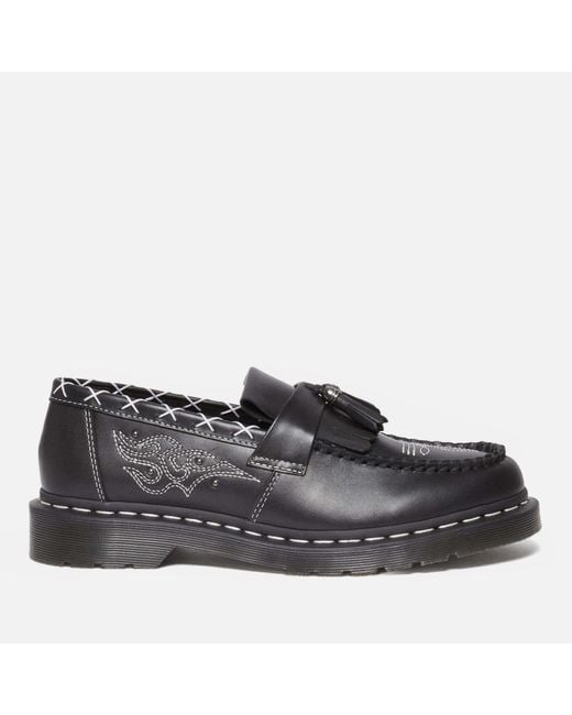 Dr. Martens Black Adrian Gothic Americana Leather Loafers for men