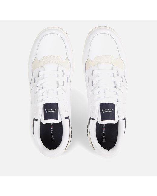 Tommy Hilfiger White Leather Basket Trainers for men