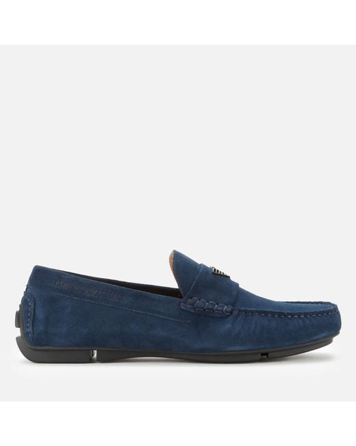 Emporio Armani Blue Suede Driving Shoes for men