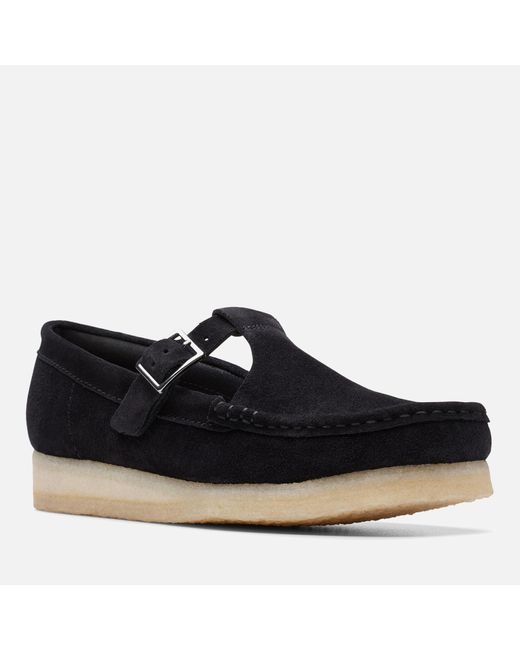 Clarks Black T-bar Wallabee Suede Shoes