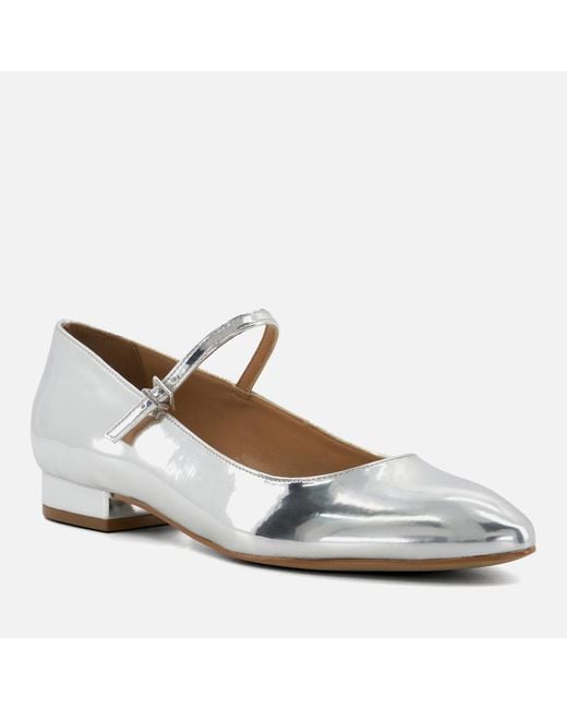 Dune White Hipplie Patent-leather Mary Jane Flats