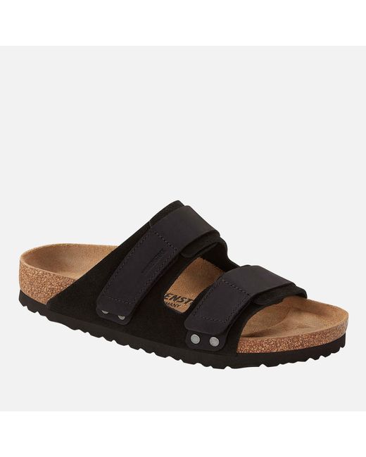 Birkenstock Black Uji Suede Double Strap Sandals for men