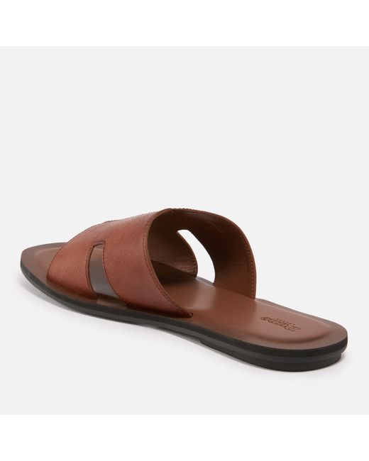 Dune Brown Incense Leather Slide Sandals for men