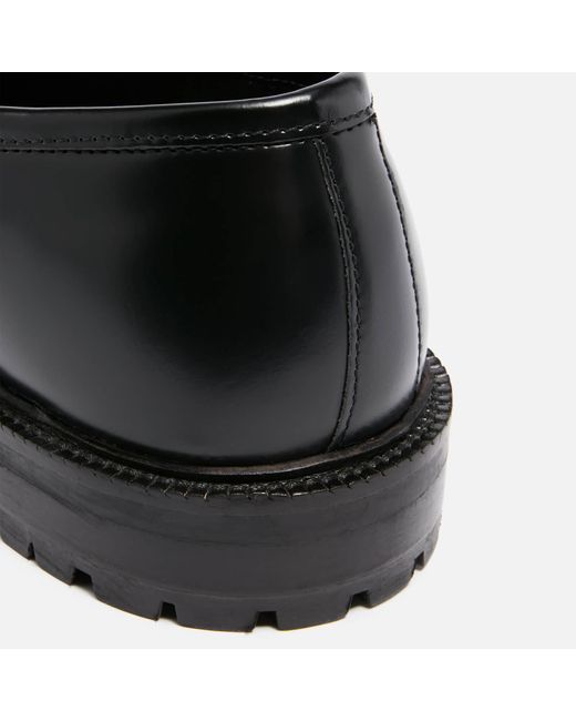 Walk London Black Campus Leather Saddle Loafers for men