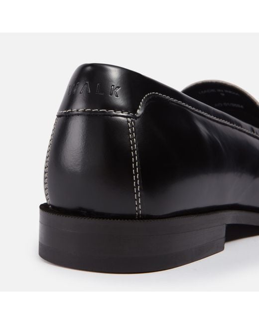 Walk London Black Torbole Leather Saddle Loafers for men