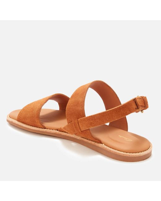Clarks Karsea Strap Leather Flat Sandals in Brown | Lyst