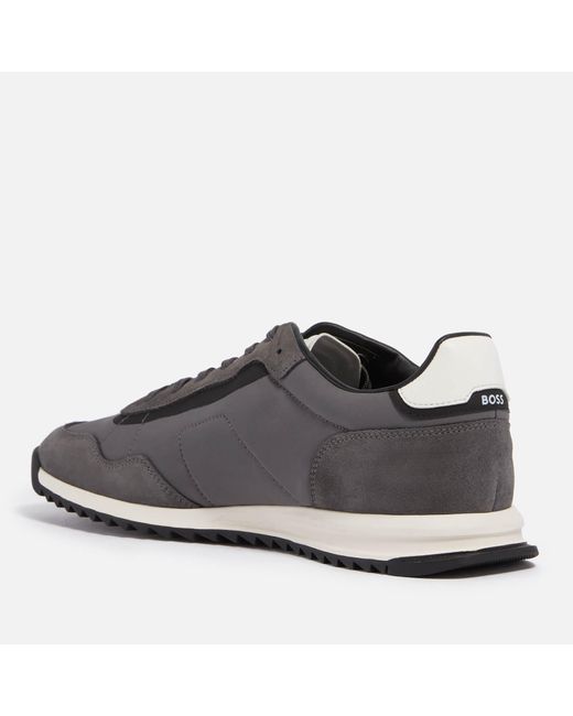 Boss Gray Zayn Faux Suede And Shell Trainers for men