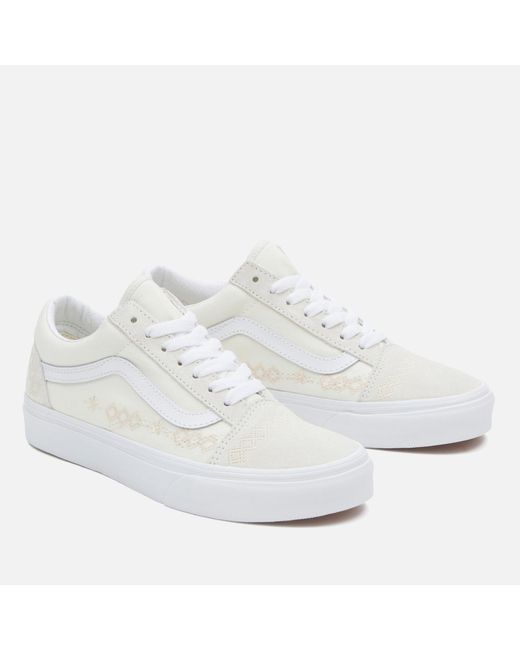 Vans White Old Skool Suede And Canvas Trainers