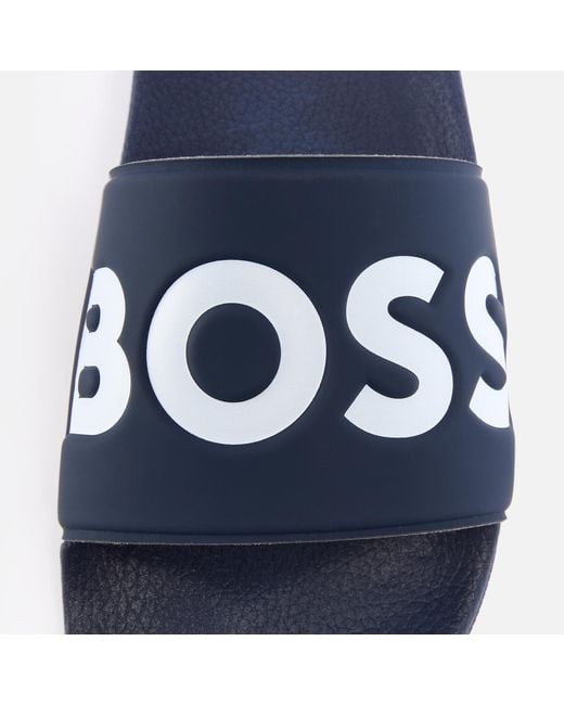 Boss Blue Aryeh Rubber Sliders for men