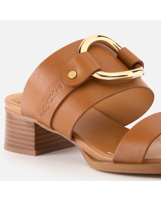 See By Chloé Brown Hana Leather Heeled Sandals