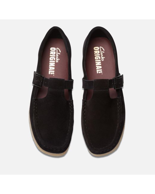Clarks Black T-bar Wallabee Suede Shoes