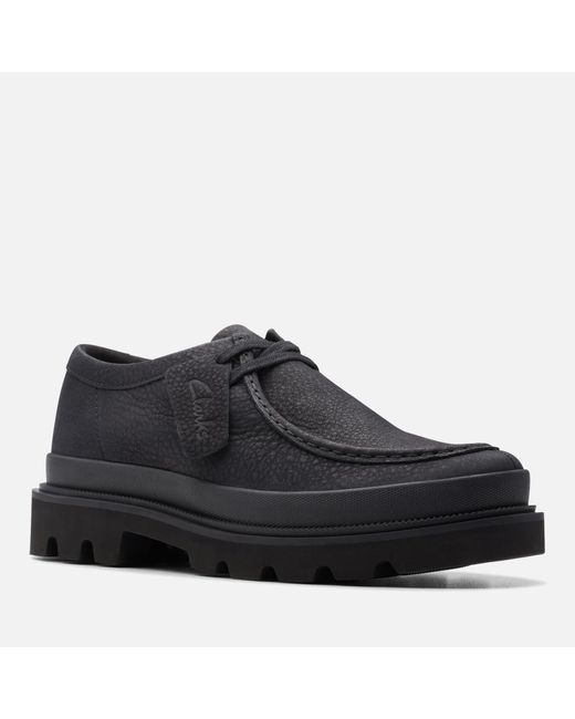 Clarks Black Badell Seam Nubuck Shoes for men