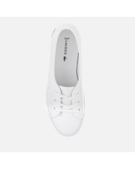 Lacoste Ziane Chunky Bl Leather 3-eye Pumps in White - Lyst