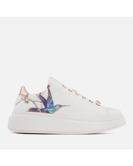 Ted Baker White Ailbe Leather Platform Trainers