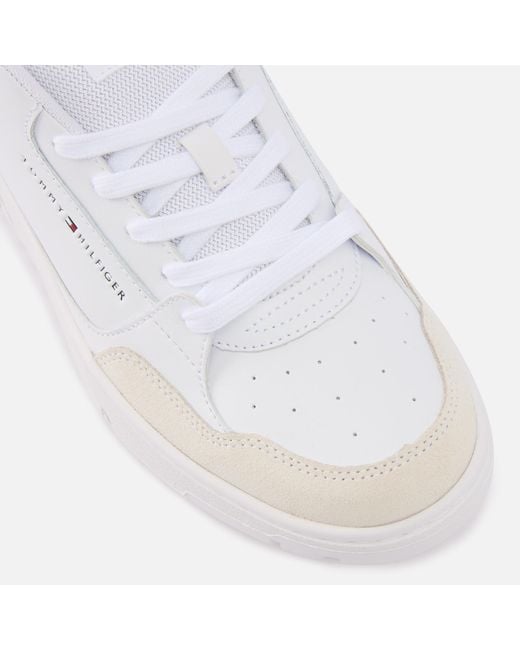 Tommy Hilfiger White Suede And Mesh Trainers for men