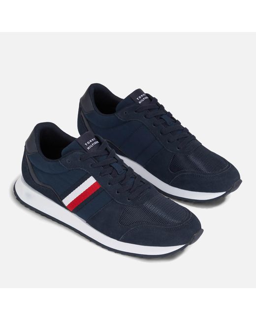 Tommy Hilfiger Blue Evo Mix Suede And Ripstop Trainers for men