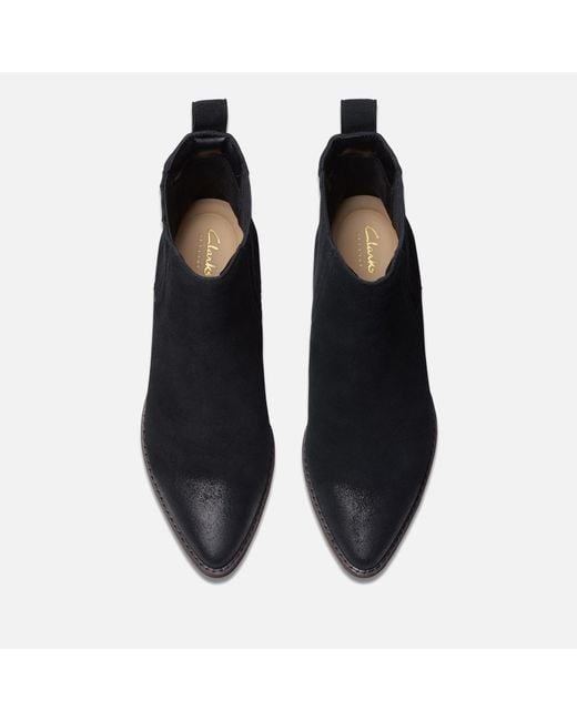Clarks Black Morzine Top Suede Western Boots