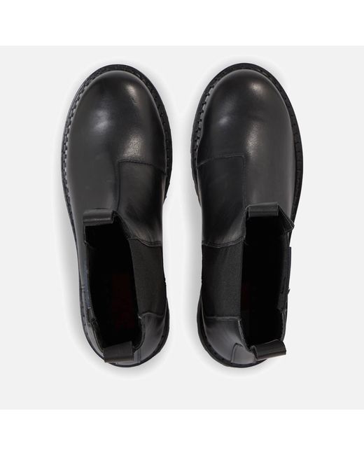 Tommy Hilfiger Black Urban Leather Cleat Platform Chelsea Boots