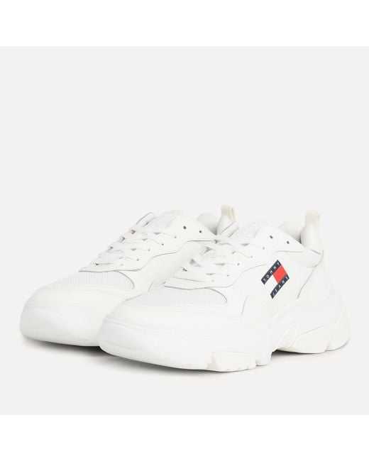 Tommy Hilfiger White Leather And Mesh Running-style Trainers