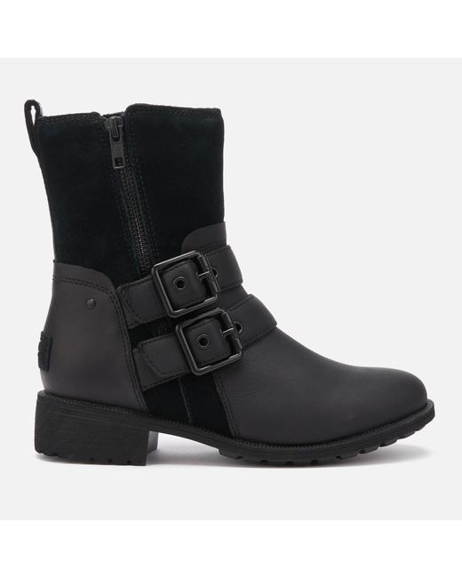 Ugg Black Wilde Suede & Leather Combat Boots