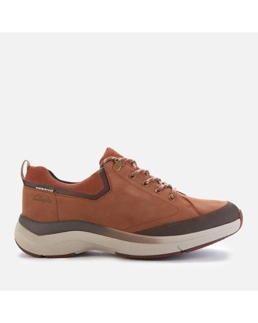 Clarks Brown Wave2.0 Vibe Nubuck Trainers for men