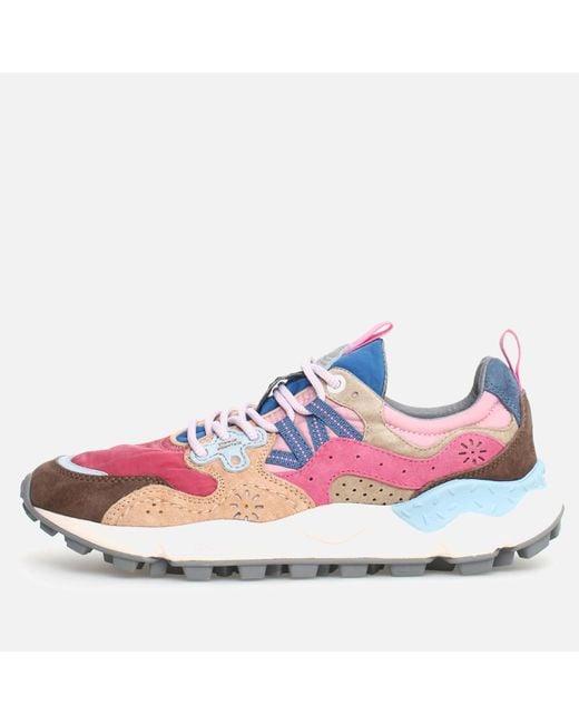Flower Mountain Pink Yamano 3 Suede And Shell Trainers