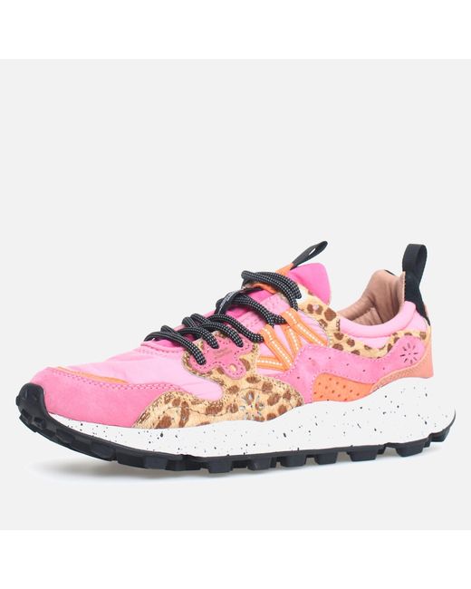 Flower Mountain Pink Yamano 3 Suede, Leather And Shell Trainers