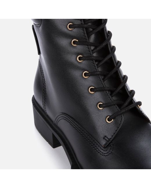 COACH Lorimer Leather Lace Up Boots in Black | Lyst