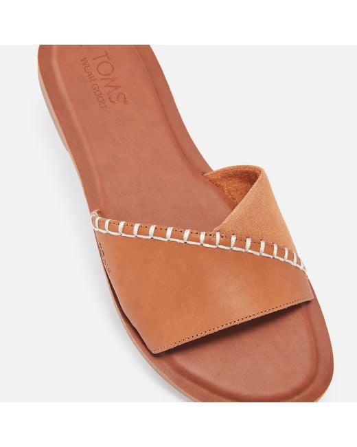 TOMS Brown Shea Leather And Suede Sandals